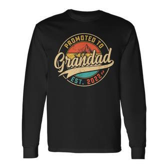Vintage Promoted To Grandad 2022 Fathers Day New Grandpa Long Sleeve T-Shirt - Seseable
