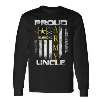 Vintage Proud Army Uncle With American Flag Long Sleeve T-Shirt - Monsterry DE
