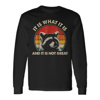Vintage Racoon It Is What It Is And It Is Not Great Long Sleeve T-Shirt - Monsterry