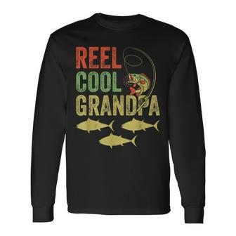 Vintage Reel Cool Grandpa Father's Day Grandfather Fishing Long Sleeve T-Shirt - Seseable