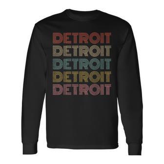 Vintage Retro Detroit Michigan 70S 80S Style Long Sleeve T-Shirt - Monsterry CA