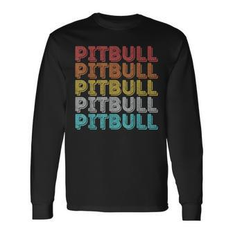 Vintage Retro Pitbull Long Sleeve T-Shirt - Thegiftio UK