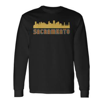 Vintage Retro Sacramento California Skyline Long Sleeve T-Shirt - Monsterry UK