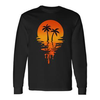 Vintage Retro Style Palm Tree Long Sleeve T-Shirt - Monsterry