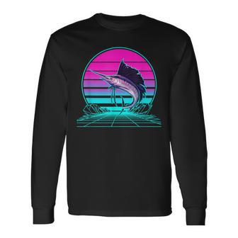 Vintage Retro Sunset Marlin Langarmshirts - Seseable