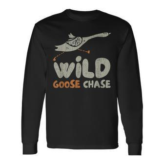 Vintage Retro Wild Goose Chase Silly Goose Goose Bumps Long Sleeve T-Shirt - Monsterry DE