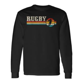 Vintage Rugby Player Sports Retro Boys Soccer Long Sleeve T-Shirt - Seseable