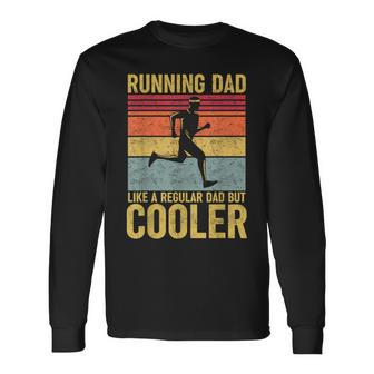Vintage Running Dad Marathon Runner Father's Day Long Sleeve T-Shirt - Seseable