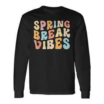 Vintage Spring Break Vibes Cute Spring Vacation Teacher Long Sleeve T-Shirt - Seseable