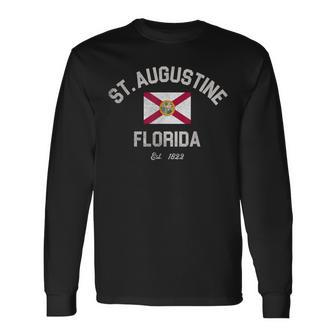 Vintage St Augustine Florida Fl Retro Flag Long Sleeve T-Shirt | Mazezy