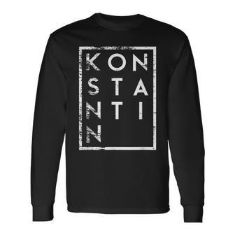 Vintage-Stil Schwarzes Langarmshirts mit 'Konstantin' Aufdruck, Retro Design Tee - Seseable