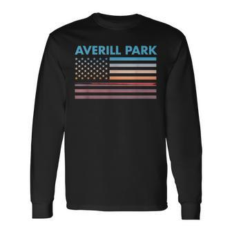 Vintage Sunset American Flag Averill Park New York Long Sleeve T-Shirt - Monsterry DE