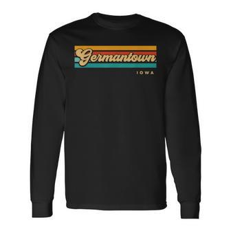 Vintage Sunset Stripes Germantown Iowa Long Sleeve T-Shirt | Mazezy AU