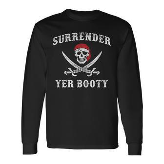 Vintage Surrender Your Booty Pirate Long Sleeve T-Shirt - Monsterry UK