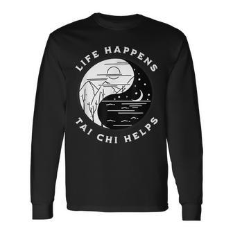 Vintage Tai Chi Life Happens Tai Chi Helps Day Night Long Sleeve T-Shirt - Monsterry UK