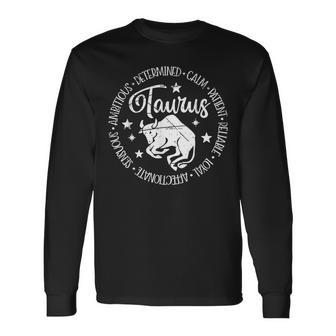 Vintage Taurus Horoscope Calm Birthday Zodiac Sign Astrology Long Sleeve T-Shirt - Monsterry DE