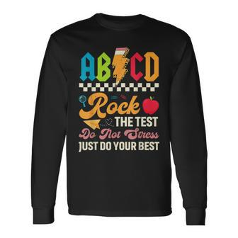 Vintage Testing Abcd Rock The Test Day Teachers Students Long Sleeve T-Shirt - Seseable