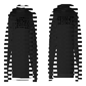 Vintage Timberlake Va Distressed Black Varsity Style Long Sleeve T-Shirt | Mazezy