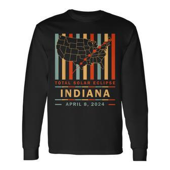 Vintage Total Solar Eclipse 2024 Indiana Long Sleeve T-Shirt - Monsterry AU
