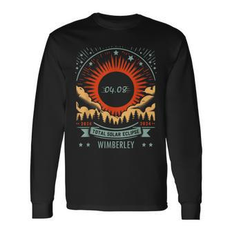 Vintage Total Solar Eclipse 2024 Wimberley Long Sleeve T-Shirt | Mazezy