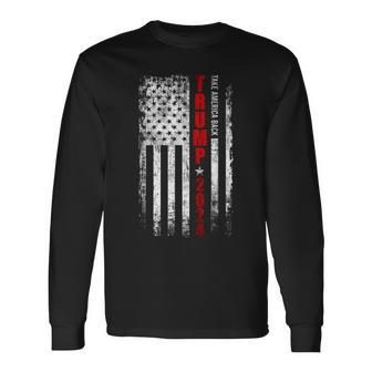 Vintage Trump 2024 Take America Back American Flag Patriotic Long Sleeve T-Shirt - Seseable