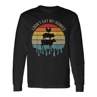 Vintage Vegetarian I Don't Eat Homies Vegan Farmer My Animal Long Sleeve T-Shirt - Monsterry DE