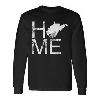 Vintage West Virginia Home Wv State Map In Place Of O Long Sleeve T-Shirt - Monsterry