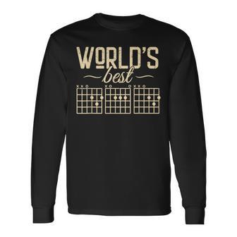 Vintage World's Best Guitar Dad Ever Chords Fathers Day Long Sleeve T-Shirt - Seseable
