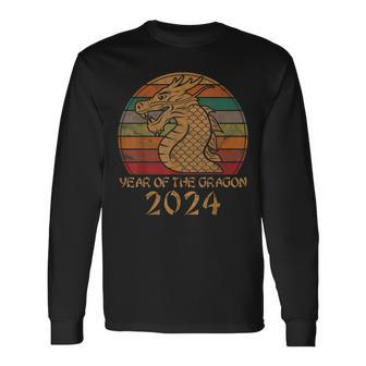 Vintage Year Of The Dragon 2024 Zodiac Chinese New Year Long Sleeve T-Shirt | Mazezy