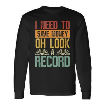 Vinyl Collecting Vintage Record Collector Vinyl Records Long Sleeve T-Shirt - Monsterry