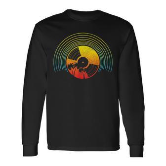 Vinyl Record 33 45 Rpm Vintage Sunset Retro Dj Long Sleeve T-Shirt - Monsterry