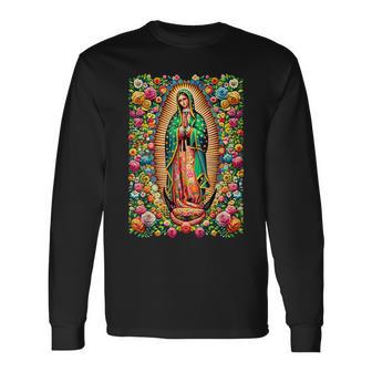 Virgen De Guadalupe Nuestra Señora De Guadalupe Católica María Folk Camiseta de manga larga - Regaloses