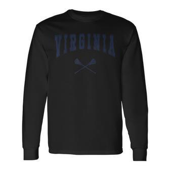 Virginia Lacrosse Vintage Lax Weathered Long Sleeve T-Shirt - Monsterry