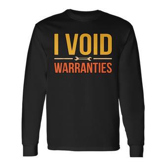 I Void Warranties Car Mechanic Auto Mechanics Work Graphic Long Sleeve T-Shirt - Monsterry UK