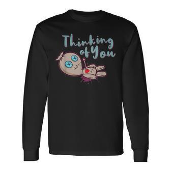 Voodoo Doll Couple Thinking Of You Anti Valentines Day Long Sleeve T-Shirt - Monsterry UK