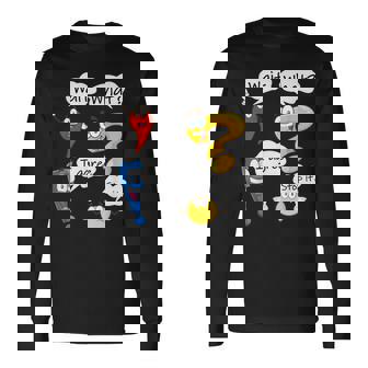 Wait What English Grammar Punctuation Marks Cartoon Long Sleeve T-Shirt - Seseable