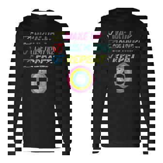 Wake Up Close My Rings Repeat Distressed Gym Workout Long Sleeve T-Shirt - Monsterry