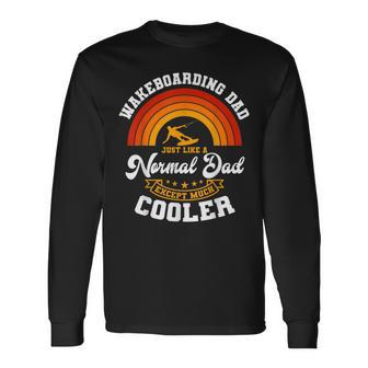 Wakeboarding Dad Retro Sunset Wakeboarder Water Sport Long Sleeve T-Shirt - Monsterry