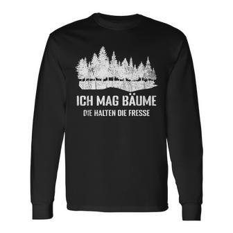 Waldliebhaber Lustiges Langarmshirts Ich Mag Bäume - Spruch, Schwarz - Seseable