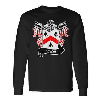 Walsh Coat Of Arms Surname Last Name Family Crest Long Sleeve T-Shirt - Seseable