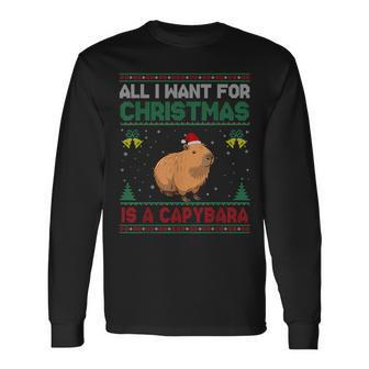 All I Want For Christmas Is A Capybara Ugly Sweater Long Sleeve T-Shirt - Monsterry CA