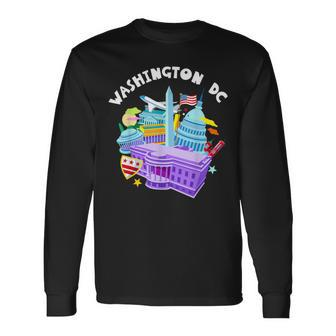 Washington DCVacation Cherry Blossom White House Capitol Long Sleeve T-Shirt - Monsterry