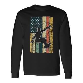 Wave Surfing Surfer Surf T Ride Wakesurf Usa Flag Long Sleeve T-Shirt - Monsterry