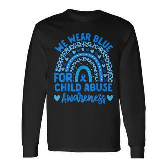 We Wear Blue Child Abuse Prevention Child Abuse Awareness Long Sleeve T-Shirt - Seseable
