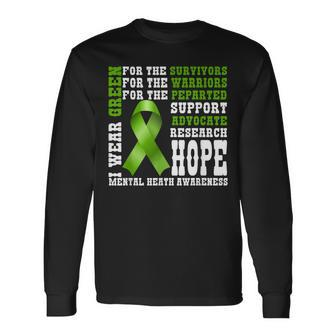 I Wear Green Mental Health Awareness Mental Health Matters Long Sleeve T-Shirt - Thegiftio UK