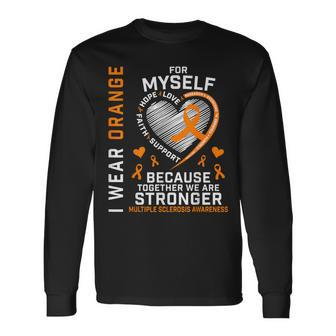 I Wear Orange Myself Me Self Ms Awareness Multiple Sclerosis Long Sleeve T-Shirt - Monsterry