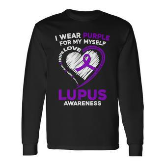 I Wear Purple For Myself Lupus Awareness Purple Ribbon Long Sleeve T-Shirt - Monsterry