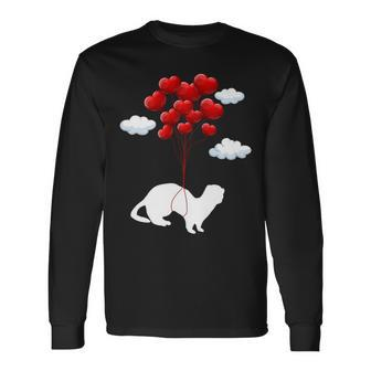 Weasel Heart Balloon Weasel Lover Valentine's Day Long Sleeve T-Shirt - Monsterry DE