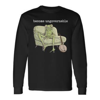 Weird Frog Meme Stupid Cursed Toad Become Ungovernable Long Sleeve T-Shirt - Monsterry