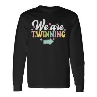 We're Twinning With My Bestie Twin Day Spirit Week Retro 70S Long Sleeve T-Shirt - Seseable
